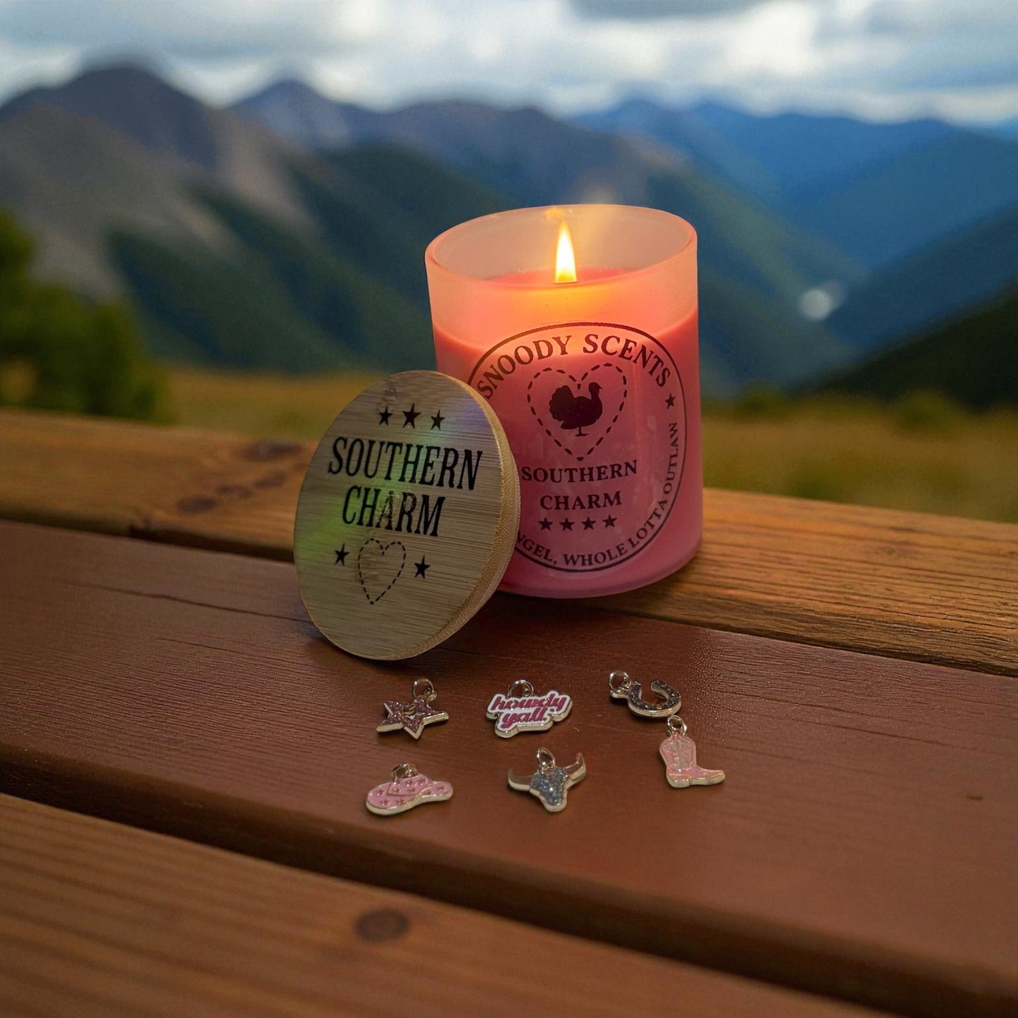 Southern Charm soy candle with hidden jewelry, country farmhouse gift