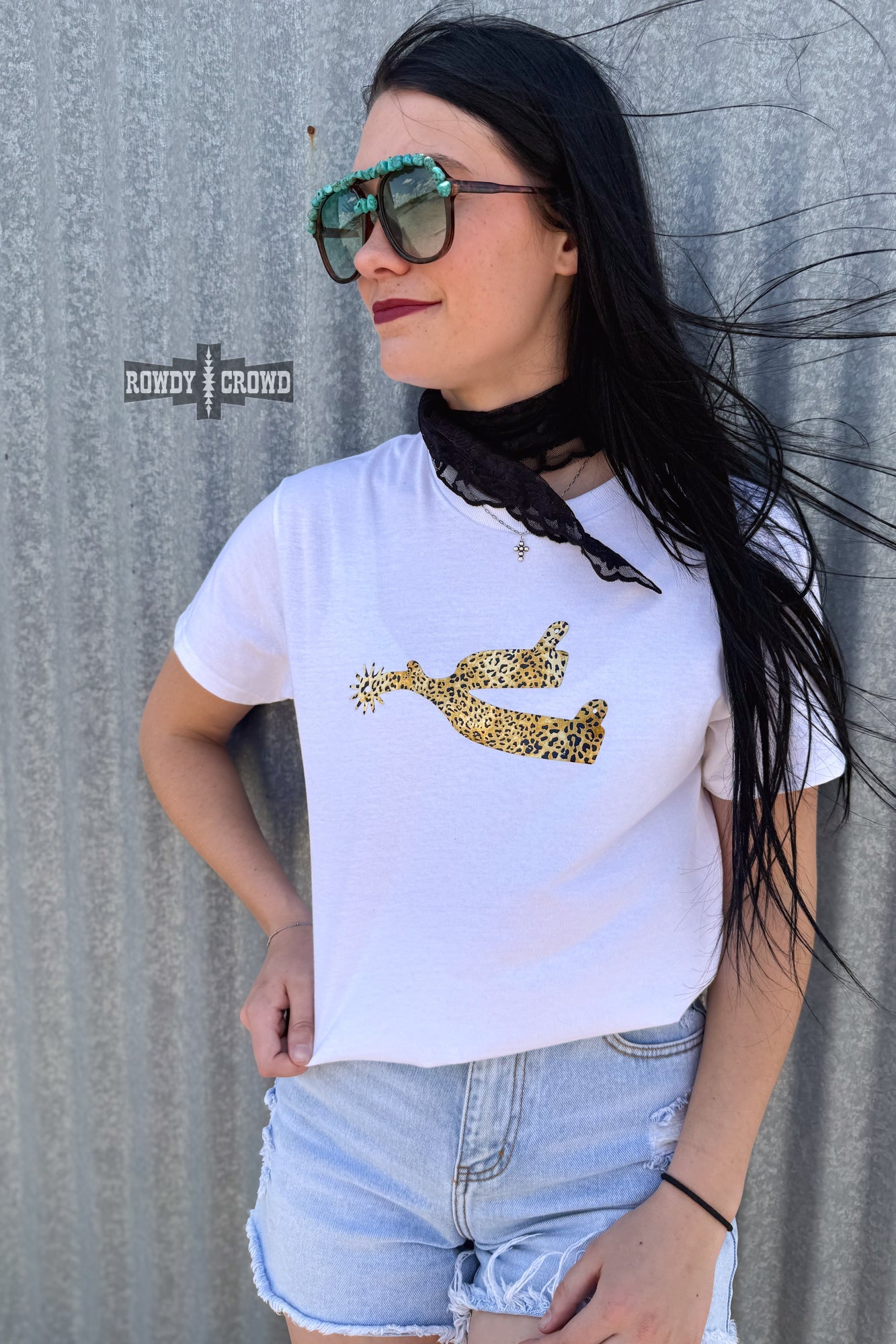 Leopard Spur Tee White — western graphic tee