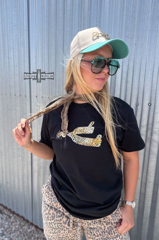 Leopard Spur Tee Black — western graphic tee