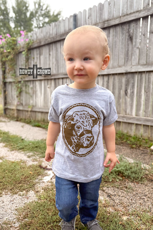 KIDS Happy Hereford Tee Brown — western kids graphic tee