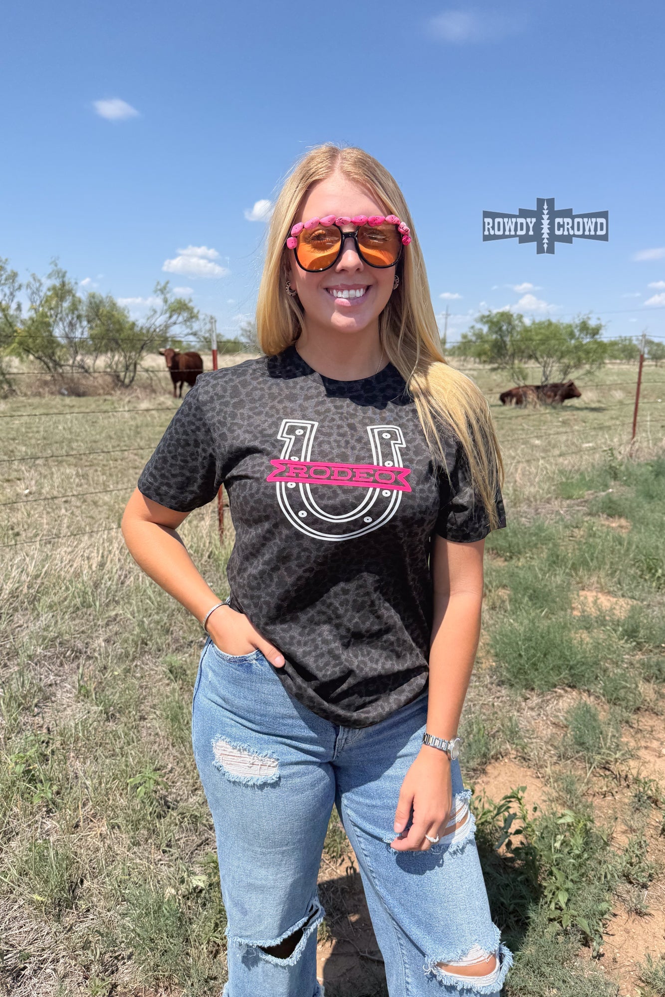 Pink Lucky Rodeo Tee — western graphic tee
