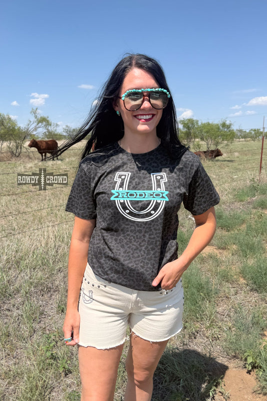 Turquoise Lucky Rodeo Tee — western graphic tee