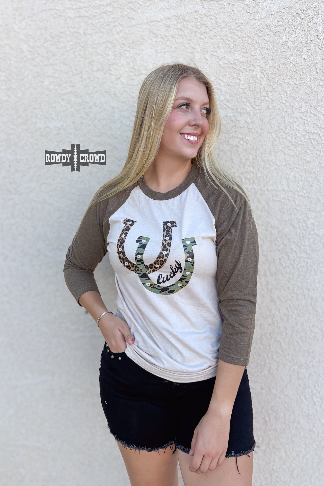 Lucky Horseshoe Raglan - western raglan tee