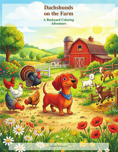 Dachshunds on the Farm coloring book cover