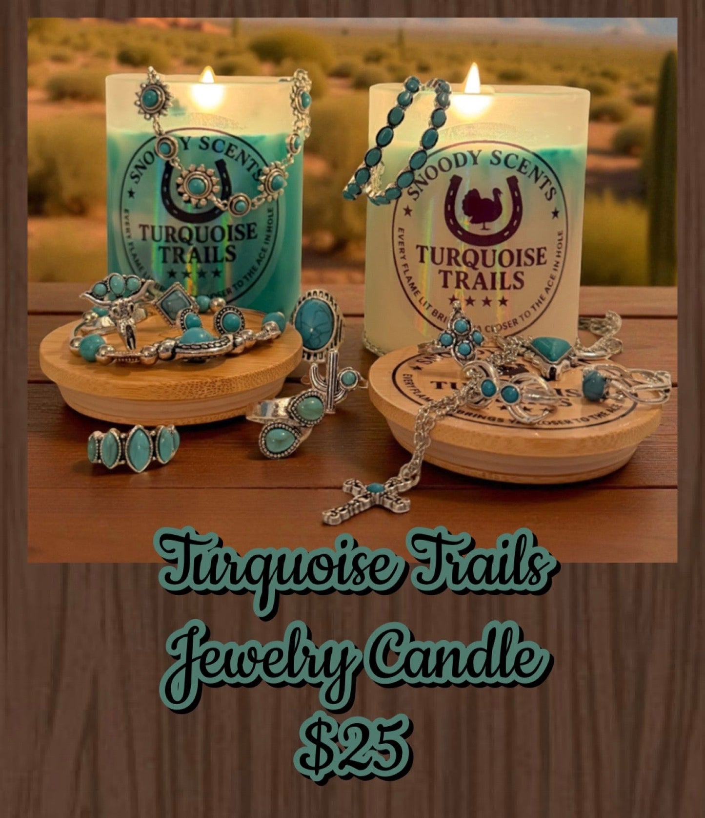 Turquoise Jewelry Candle | Hidden Ring, Soy Wax, Western Decor - Snoody Scents